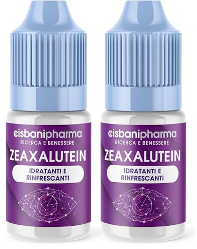 CISBANI PHARMA Collirio Idratante per Occhi Secchi con Acido ialuronico | 2 Confezioni da 10 m, Gocce oculari Anti Rossore in Soluzione Salina con Camomilla e Mirtillo - Zeaxalutein