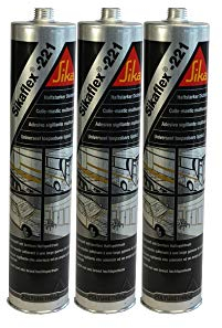 3 x 221 de Sikaflex Mastic Carrosserie Colle d'étanchéité Spoiler vers. Couleurs