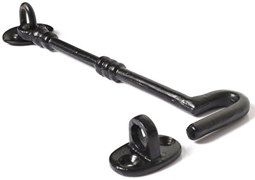 White Hinge Limited 2X Extra Long 8/200mm Black Cabin Hook and Eye - Shed Gate Latch Garden/Outdoor