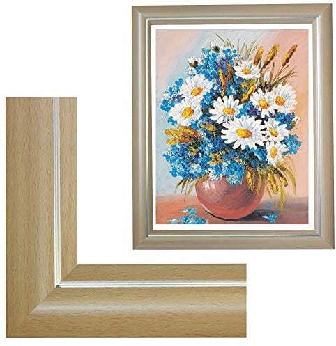 RAABEC Bilderrahmen, für Bilder der Größe 40x50cm, Farbe Buche, ideal für Malen nach Zahlen Bilder von Schipper oder Ravensburger (mit Antireflex-Acrylglas)