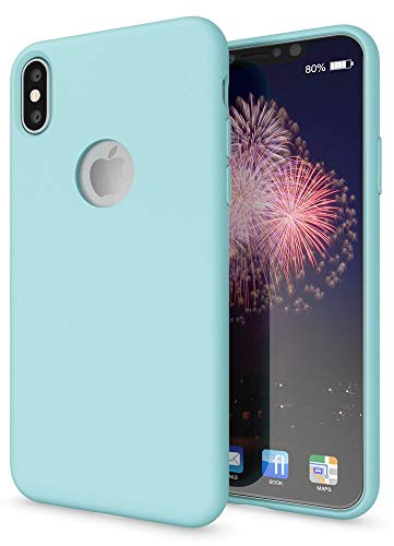 NALIA Liquid Silikon Hülle für iPhone X - Hardcase & Slim, Fresh Cyan