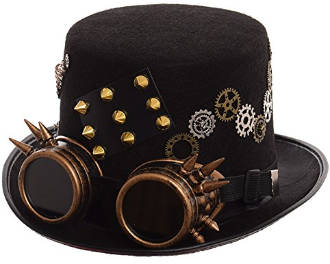 GRACEART Unisex Steampunk Hut Steampunk Zylinder Hut für Männer oder Frauen (DE/NL/SE/PL, Alphanumerisch, L, Style-04)