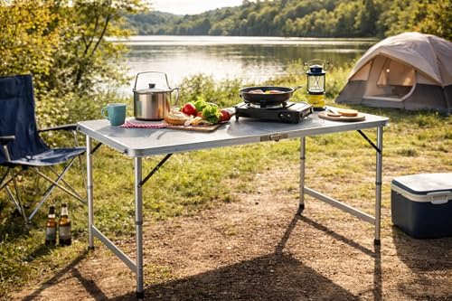 Mojawo XXL Aluminium Campingtisch Klapptisch Gartentisch Camping mit Tragegriff Reisetisch höhenverstellbar L120xB60xH58/70cm