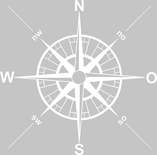 GRAZDesign Wandtattoo Kompass Wohnzimmer Maritime Deko | Wandaufkleber Outdoor und Indoor - 51x50cm / 010 weiss