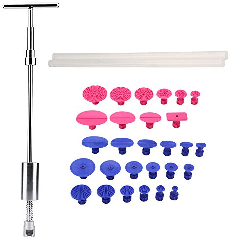 Paintless Auto Dellen Repair Dellen Reparatur Ausbeulwerkzeug Set Auto dent lackloser Reparaturwerkzeugsatz 1 T bar Slide Hammer + 28 stücke Klebstoff Puller Tabs + 2 Freie Stick