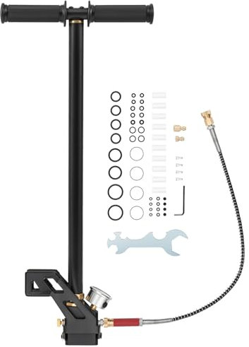 HIRAM High Pressure Hand Pump Air Rifle Filling Stirrup Pump 40MPA, Stainless Steel