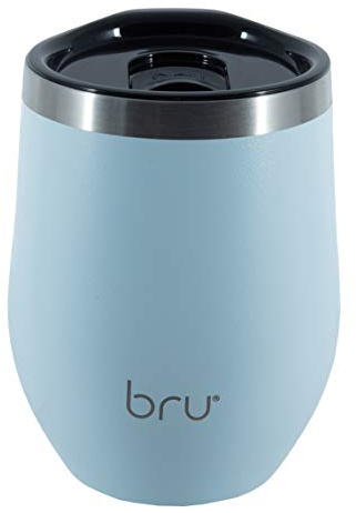 bru Reusable Coffee Cup | Travel Mug | 12oz/340ml | Vacuum Insulated | Stainless Steel | Eco-Friendly Thermal Cup (Blue Echo)