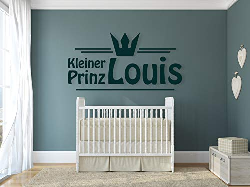 tjapalo® a22 wandtattoo kleiner Prinz mit Name Wandsticker Kinderzimmer junge Wandtattoo jungenzimmer Wandtattoo Babyzimmer junge, Farbe: mittelgrau, Größe: B58xH29cm