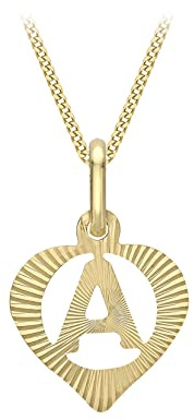 CARISSIMA Damen Halskette 9 Karat (375) Gelbgold Diamantschliff Initiale Herz Anhänger an Panzerkette 46 cm