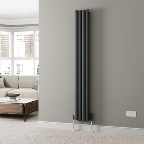 DuraTherm® 1800 x 240mm Anthracite Vertical Designer Radiator Double Column Oval Tube Modern Central Heating Panel Bathroom Radiators