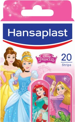 HANSAPLAST Disney Princess 20 Pansements, Sparadrap stériles prédécoupés pour enfants, Pansements princesses résistants à l'eau et aux saletés