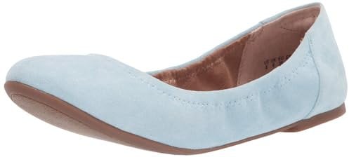 Amazon Essentials Women's Belice Slip On Ballet Flat, Light Blue, 10 UK Wide