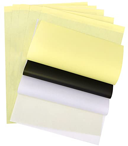 Belle Vous 100 Pack Tattoo Transfer Paper - 29 x 21cm / 11.4 x 8.2 inch - Stencil Paper A4 Carbon Tracing Sheets - 4 Layers Professional Tattoo Thermal Stencil Paper for Tattoo Transfer Kit Supplies
