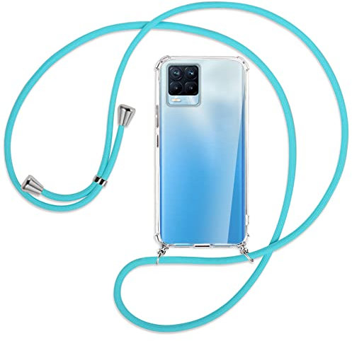 mtb more energy® Handykette kompatibel mit Realme 8, Realme 8 Pro (6.4'') - türkis - Smartphone Hülle zum Umhängen - Anti Shock Full TPU Case