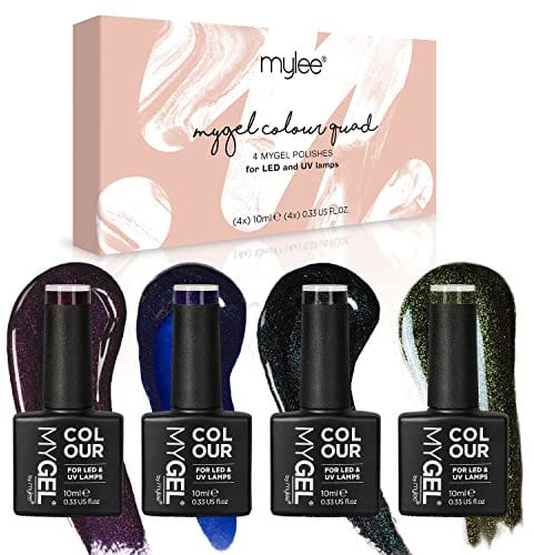 Mylee Gel Nail Polish Quad Colour Set 4x10ml [Galaxy] UV/LED Soak-Off Nail Art Manicure Pedicure for Professional, Salon & Home Use - Long Lasting & Easy to Apply