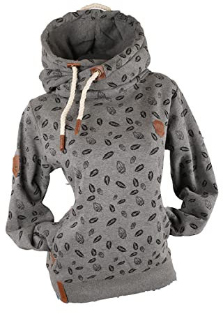 VIN TE Damen Kapuzenpullover Hoodie Sweatshirt Warmer Fleece Pulli M L XL 2XL 3XL Federn (XL, Dunkelgrau)