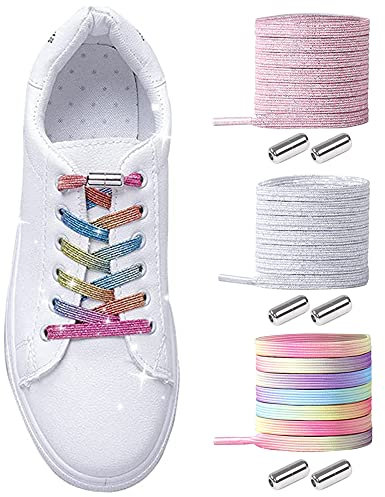 CHYEEH Cordones Elásticos Sin Nudo con Hebilla Metal | Cordones Elásticos de Goma con Botón de Metal/Cordones Elásticos para Zapatillas de Deporte, No es Necesario Atar Cordones de Zapatos para Niños