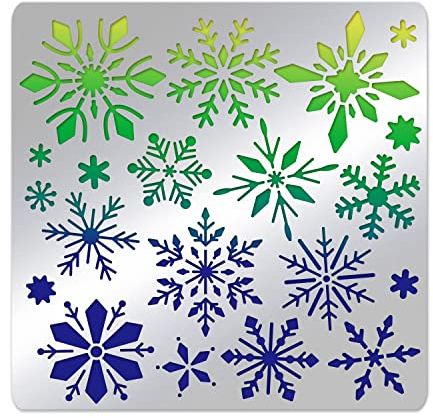 BENECREAT Weihnachts-Schneeflocken-Schablone, 15.6x15.6 cm Kleine Winter-Schneeflocken, Edelstahl-Malvorlagen Für Fenster, Wand-Tür-Dekor Und Scrapbooking