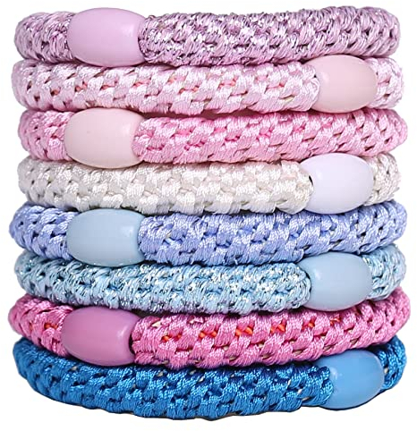 GYGYL 8Pcs Mixed Color Hair Ties for Women Girls, Elastics Hair Bands Ponytail Holders for Thick Hair, No Damage No Crease Hair Elastics(Style 8)