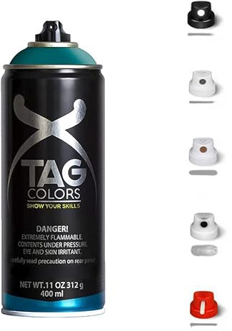 VIRSUS 1 Bomboletta Spray Vernice Acrilica per GRAFFITI Verde A029 da 400ml + 5 testine per tratti precisi e spessi, finitura opaca coprente, per street artists murales (LIBRA GREEN)