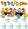 48Pcs Animal Safari Jungle Zoo Cupcake Toppers Wild Animal Cake Decorations Jungle Safari Wild Baby Showers Birthday Party Cake Decorating Supplies Kids Baking Supplies Gender Reveal