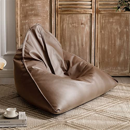 SXBCyan Großer, Luxuriöser Dreieckiger Pouf-Bezug Aus Kunstleder, Sitzsackbezug Ohne Füllung, Bodensitz, Sitzsack, Pouf, Ottomane, Einzelsofa-Möbel(Khaki)