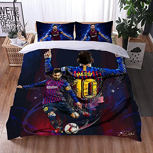 WINUO - Fußballstars Bettwäsche Set 155x220cm Mikrofaser - 3D Digital Print Bettwäsche und 2 Kissenbezug 80x80cm