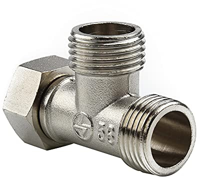 Wasserrohr-Adapterventil, G1/2 Zoll T-Ventil, 304 Kupfer, 40 x 27 mm, für Bad, WC, Bidet, Sprüher, Duschumsteller