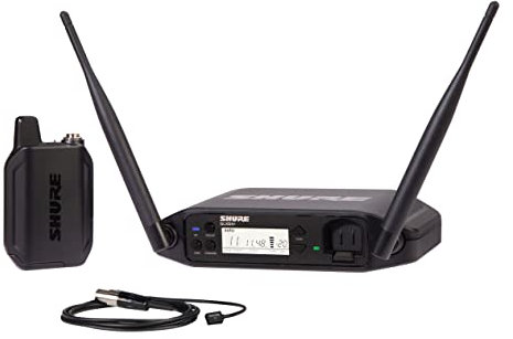 Shure GLXD14+/93 Dual Band Pro Digital Wireless Microphone System for Interviews, Presenting, Theater - 12-Hour Battery Life, 100 ft Range | WL93 Lavalier Mic, Single Channel Receiver