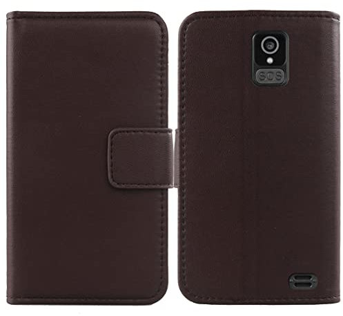 Anybird Marrone Vera Real Pelle Case per BRONDI Amico Smartphone Pocket 4 Custodia Caso Premium Leather Cover Flip Guscio Protettiva Copertina Portafoglio Magnetico Anti Urto e Anti Graffi