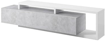Mueble de TV 220cm colección Bergamo. Color Blanco y Gris Cemento.