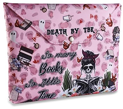 LParkin Buchhülle mit Reißverschluss So Many Books So Little Time Death by TBR, Buchhülle Stoff für Buchliebhaber 27,9 x 22,9 cm, Wasserdichte Buchhülle