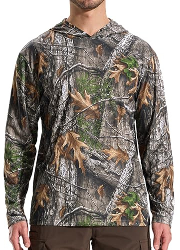 LOOGU Men’s Hunting Camo Shirt Lightweight, Camouflage Shirts for Men Long Sleeve Shirt for Fishing Hiking Camping
