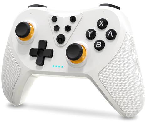 GEEKHAVE Giochi Switch Controller, Telecomando Ricaricabile Senza Fili Switch Lite Controller Gamepad Joypad con Turbo Regolabile Dual-Shock Gyro Axis Compatibile con Switch/Switch Pro - Bianco