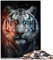 Puzzles für Erwachsene, Bunte weiße Tiger-Puzzles für Teenager, 1000 Teile, für Erwachsene und Kinder, von Teenagern und Kindern, Papppuzzles für Heimdekoration, Größe: 26 x 38 cm