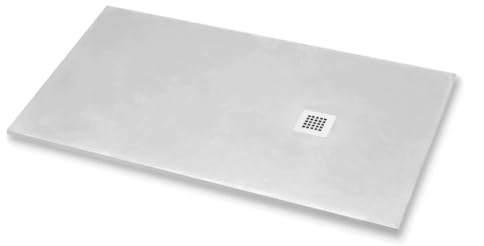 Receveur de douche 80 x 170 cm Extra Slim Gris Clair Ral 7035 en résine synthétique et poudre de marbre avec bonde offerte