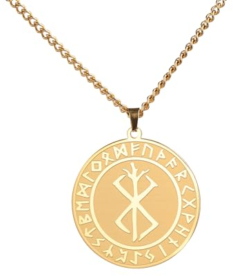 Amaxer Skandinavische nordische Rune Amulett für Liebe und Frieden Halskette Wikinger Runen Edelstahl Schmuck Geschenke Anhänger Halskette Ohrringe für Frauen Mädchen, L50, Edelstahl