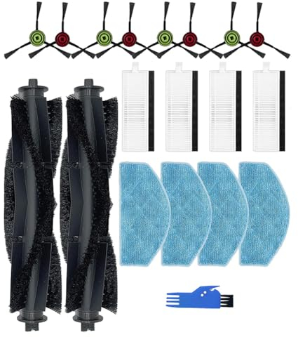 Donkivvy Kit d'accessoires de rechange de 19 pièces compatible avec l'aspirateur robot pour Honiture G20 – 2 brosses à rouleau principales, 4 chiffons de serpillère, 8 brosses latérales, 4 filtres, 1