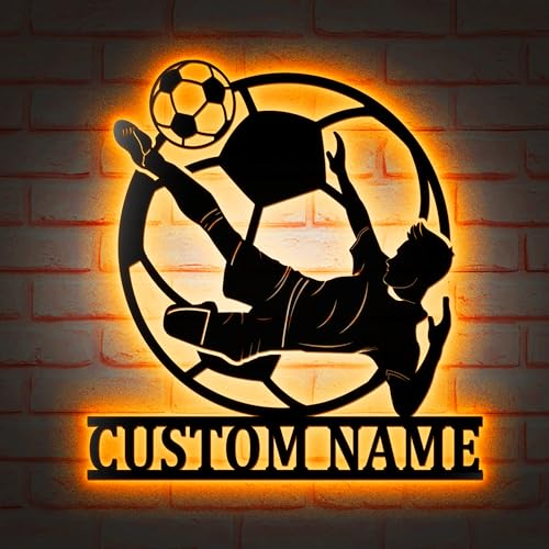 Panneau Néon De Football Personnalisé Pour Homme, Lumière LED D'art Mural En Métal, Panneau De Nom De Joueur De Football Personnalisé, Décoration De Maison, Décoration De Chambre D'enfant