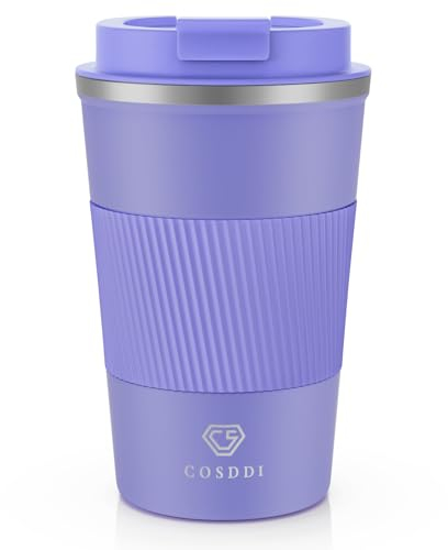 CS COSDDI Thermobecher- Isolierbecher, Edelstahl Travel Mug, 13oz/380ml Vakuum auslaufsicher Reisebecher mit Deckel, Autobecher, doppelwandig isoliert für Kaffee