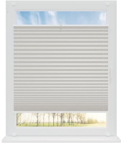 RENA Plissee ohne Bohren Rollos für Fenster | Faltrollos für Fenster & Tür | Plisseerollo nach Maß Verdunkelung | Fenster Rollos für Innen | Jalousie Stahl 55x100 cm