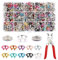 ZYKORT 250 set di bottoni a pressione in metallo, 9,5 mm, colorato, bottoni a pressione in metallo, con pinze e scatola per vestiti per bambini, abbigliamento adulto, tessuto, borsa fai da te
