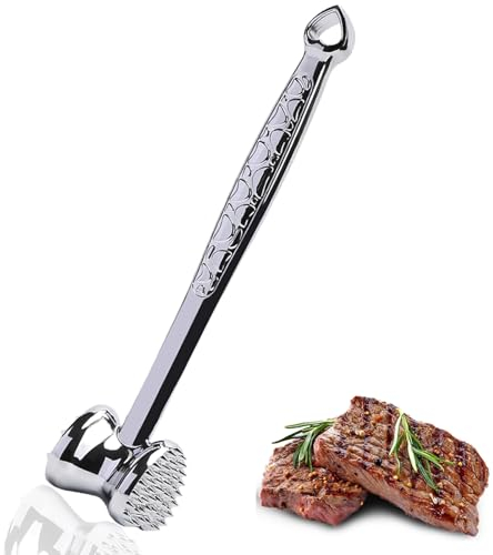 CORJEEJOR Fleischklopfer für Fleisch, doppelseitiger Küchenhammer für Steak, Huhn, Rindfleisch und Muschel, rutschfester Hammer in Herzform, aus Aluminiumlegierung, spart Zeit und Arbeit
