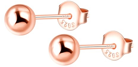 MOOFUN Mini Kugel Ohrstecker Rosegold Damen Ohrringe Stecker 925 Silber Ohrring Stecker Ohrschmuck für Mama Freundin Teenager Mädchen Schwester Frauen Geschenk Geburtstagsgeschenk