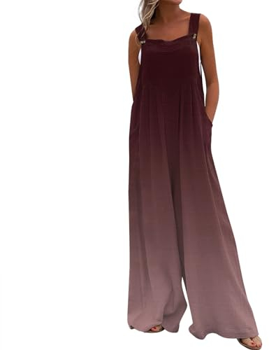 RMBLYfeiye Anzug Damen Elegant 2 Teiler Schutzanzug Einweg Jumpsuit Weiß Farbverlauf Spaghetti Mit Taschen Ärmelloser Overall Festlich Hosenanzug