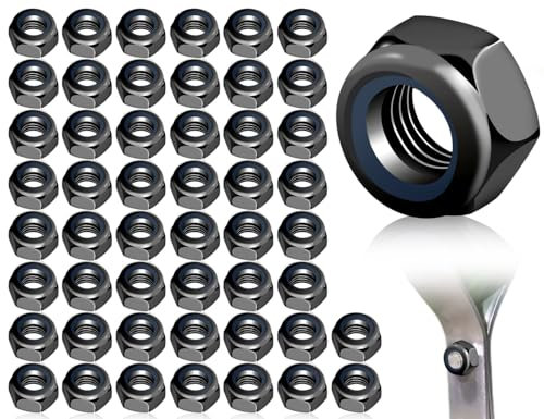 Lhbwhiz 50 Piezas Tuerca M5 Tuercas Hexagonales Autoblocantes Tuerca de Rosca Métrica M5 Tuercas de Bloqueo Tuerca de Acero Inoxidable Tuerca de Tope Tuercas para Edificios Residenciales Edificios