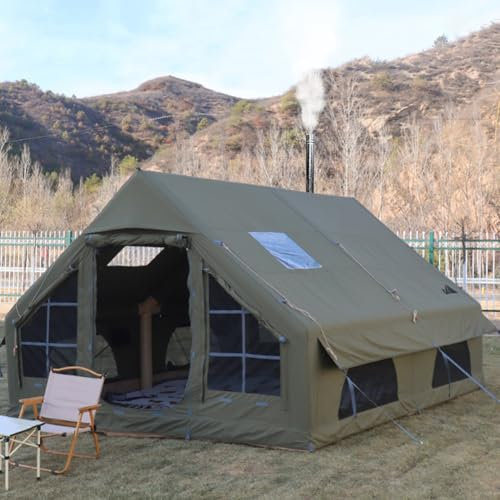 Grande tente familiale gonflable avec trou de cric pour poêle 46 personnes 4 saisons étanche à installation rapide et coupe-vent