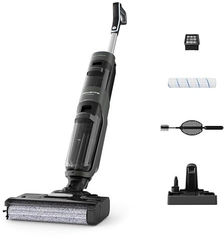 Rowenta X-Clean 4 Aspirateur Balai Laveur sans Fil, Aspiration et Lavage Puissant, Intelligent, Autonomie 50min, Autonettoyage GZ5037WO, Noir