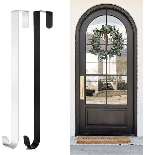 JBLJDWD 2 Pcs Wreath Door Hanger, Wreath Hanger for Front Door, Easy to Use Door Wreath Hanger Suitable for Home Office Wall Display Garlands Hanging Clothes Coats