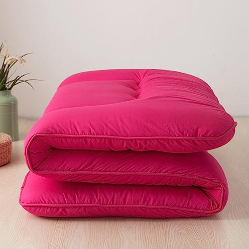Matelas de sol japonais très épais avec housse amovible - Matelas de couchage pliable pour sol - Rose - 180 x 200 cm